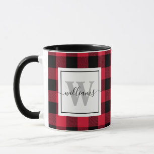 Anpassningsbar Monogrammed Farmhouse Red Buffalo P Mugg
