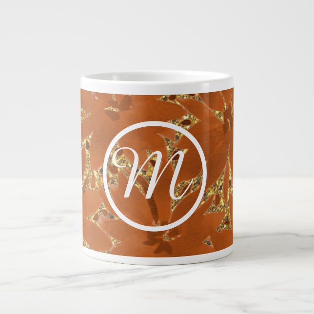 Anpassningsbar Monogrammed Guld Gnistra Jumbo Mugg (Framsidan)