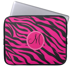 Anpassningsbar Monogrammed Initial Shock rosa Blac Laptop Fodral