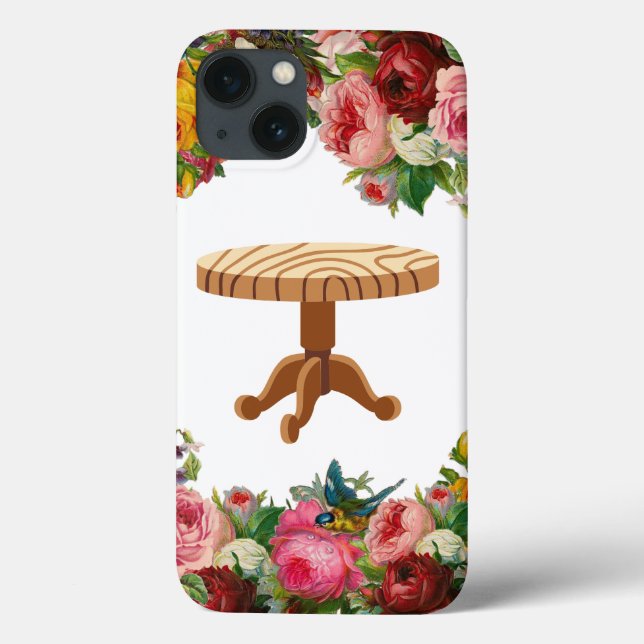 Anpassningsbar Monogrammed iPhone 13 Fodral - Blom (Baksida)
