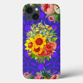 Anpassningsbar Monogrammed iPhone 13 Fodral, Blomm