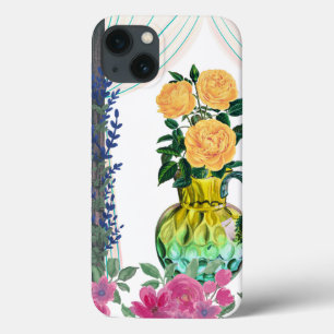 Anpassningsbar Monogrammed iPhone 13 Fodral, Blomm