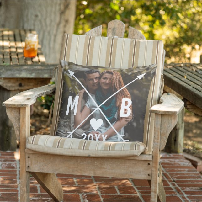 Anpassningsbar Monogrammed Kärlek Heart Arrows 202 Kudde (Stol)