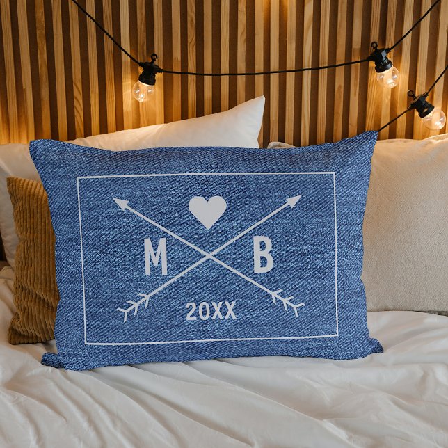 Anpassningsbar Monogrammed Kärlek Heart Arrows 202 Lumbarkudde (Skapare uppladdad)