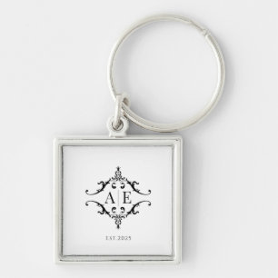 Anpassningsbar - Monogrammed Keychain - Bröllop Gi Fyrkantig Silverfärgad Nyckelring