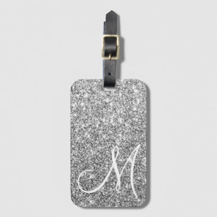 Anpassningsbar Monogrammed Luxe Silver Glitter Lug Bagagebricka