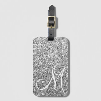 Anpassningsbar Monogrammed Luxe Silver Glitter Lug Bagagebricka