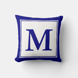 Anpassningsbar Monogrammed marin blå och vit Kudde