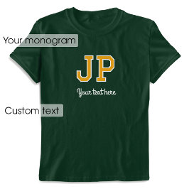 Anpassningsbar Monogrammed Namn Text Grönt Guld-gr T Shirt