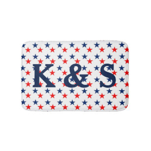 Anpassningsbar Monogrammed Patriotic Red and Blue Badrumsmatta