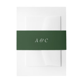 Anpassningsbar Monogrammed vit text Grönt Bröllop Band För Inbjudningskort