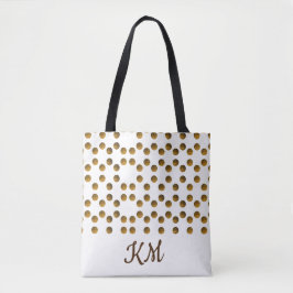 Anpassningsbar Monogrammed White Golden Dots Tote  Tygkasse