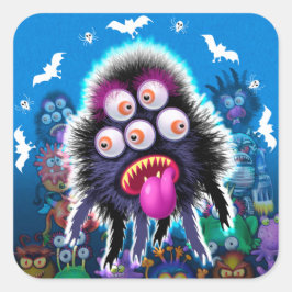 Anpassningsbar Monster Halloween Sticker. Fyrkantigt Klistermärke