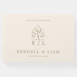 Anpassningsbar Monstera Monogram Bröllop Logotyp Gästböcker