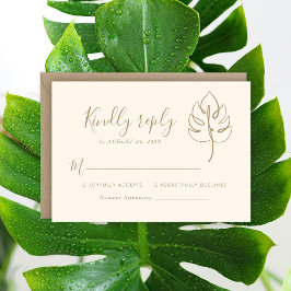 Anpassningsbar Monstera Monogram Bröllop Logotyp OSA Kort