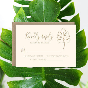 Anpassningsbar Monstera Monogram Bröllop Logotyp OSA Kort