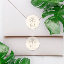 Anpassningsbar Monstera Monogram Bröllop Logotyp