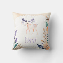 Anpassningsbar Moose Nursery Pillow Boho Design -