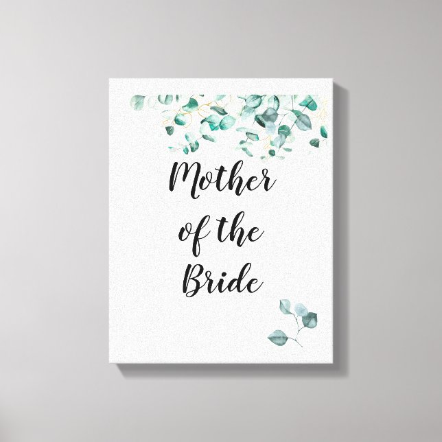 Anpassningsbar Mor av Bride Groom Dusty Blue Eucal Canvastryck (Framsida)