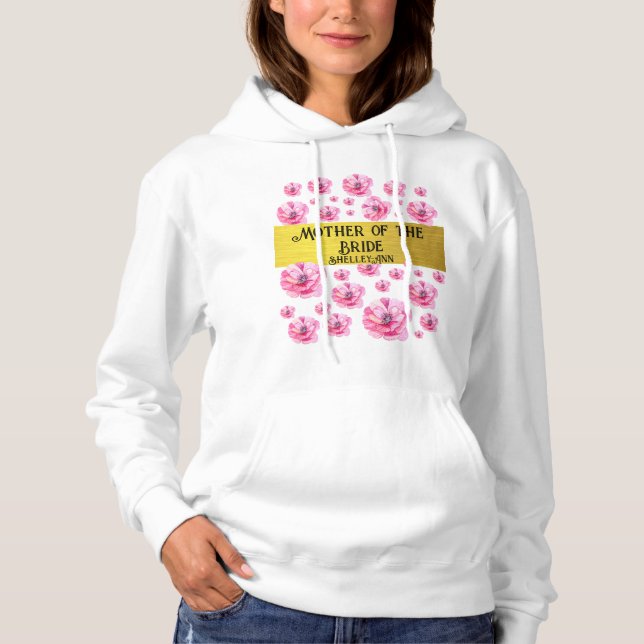 Anpassningsbar Mor till Brud Guld och Rosa Blomma  T Shirt (Framsida)