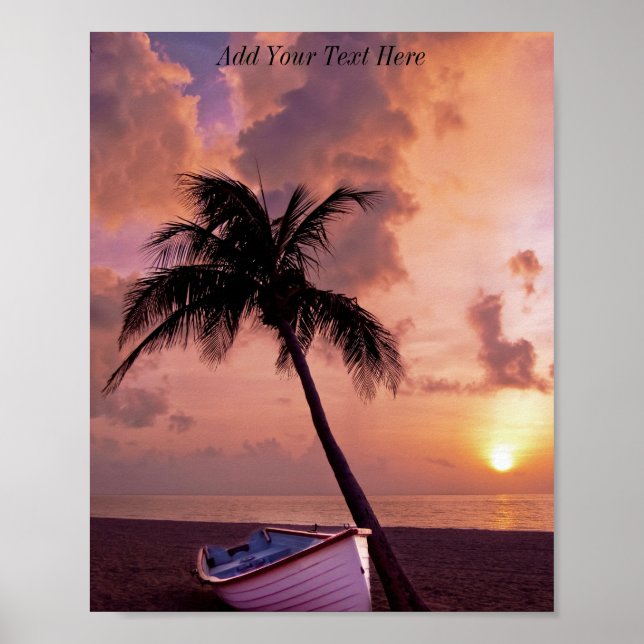 Anpassningsbar Mörk Beach Sunset Poster (Framsidan)