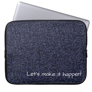 Anpassningsbar mörk blått faux glitter laptop fodral