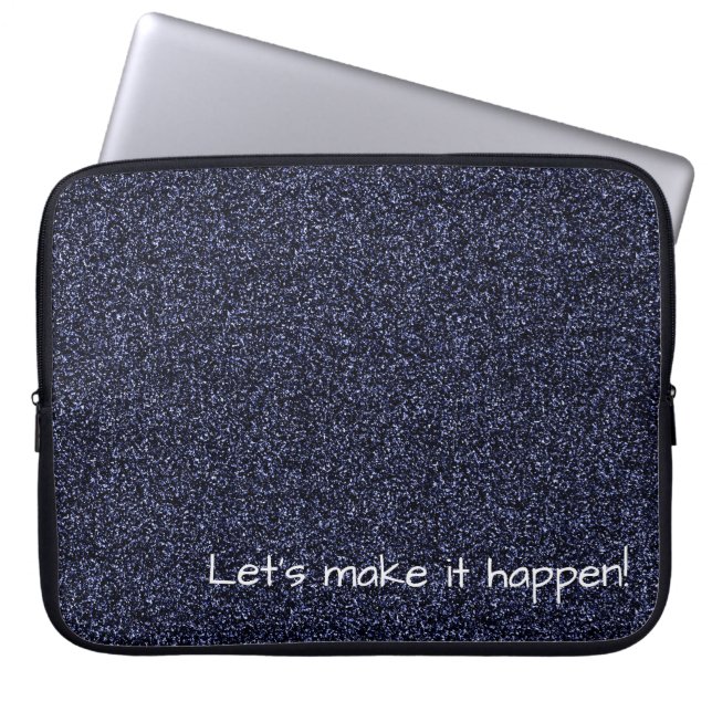 Anpassningsbar mörk blått faux glitter laptop fodral (Framsidan)