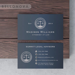 Anpassningsbar Mörk blått Grått Monogram Law Offic Visitkort