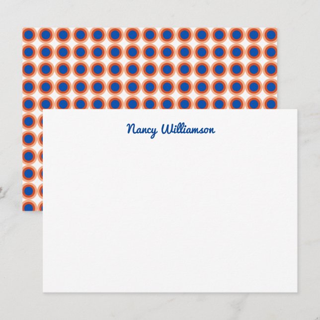 Anpassningsbar Mörk blått Orange Lägg till Namn vi Anteckningskort (Fram/baksida)