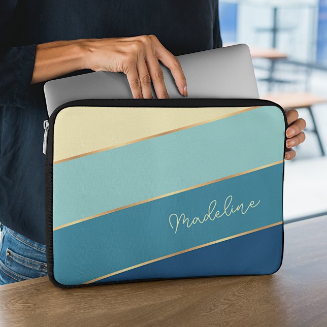 Anpassningsbar Mörk blått pastellkonst med kantkon Laptop Fodral (Skapare uppladdad)
