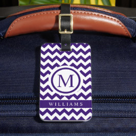 Anpassningsbar Mörk blått Violet Lila Chevron Möns Bagagebricka