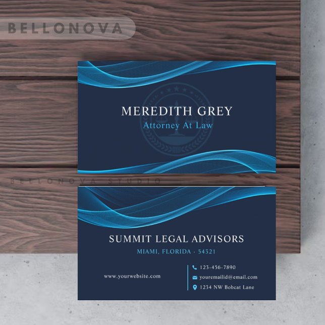 Anpassningsbar Mörk Bright Navy Blue White Legal O Visitkort (Custom Dark Bright Navy Blue White Legal Office Business Card)
