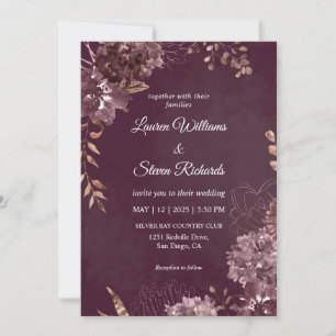 Anpassningsbar Mörk Djup Lila Chocolate Flower Brö Inbjudningar