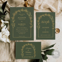 Anpassningsbar Mörk Flaska Grönt Guld Flowers Blom