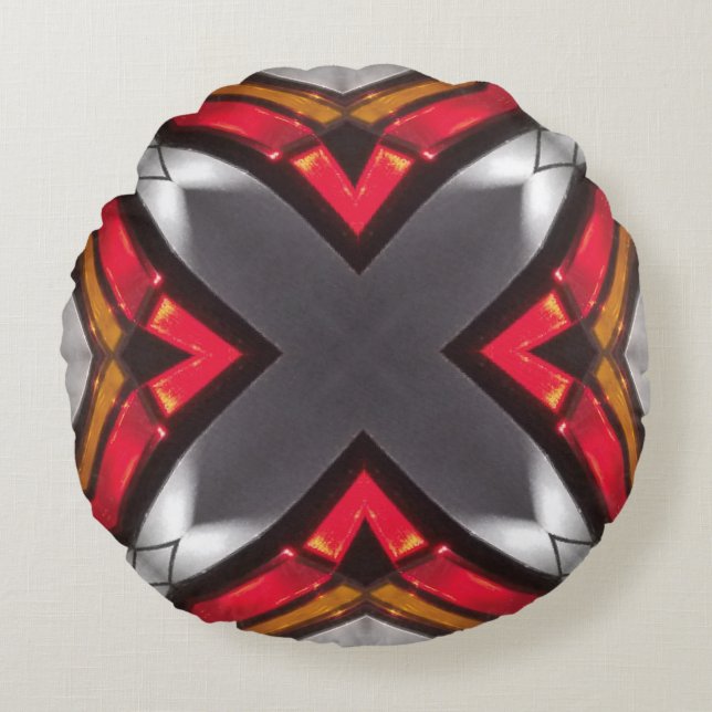 Anpassningsbar Mörk Grått Red Designad Round Pillo Rund Kudde (Framsidan)