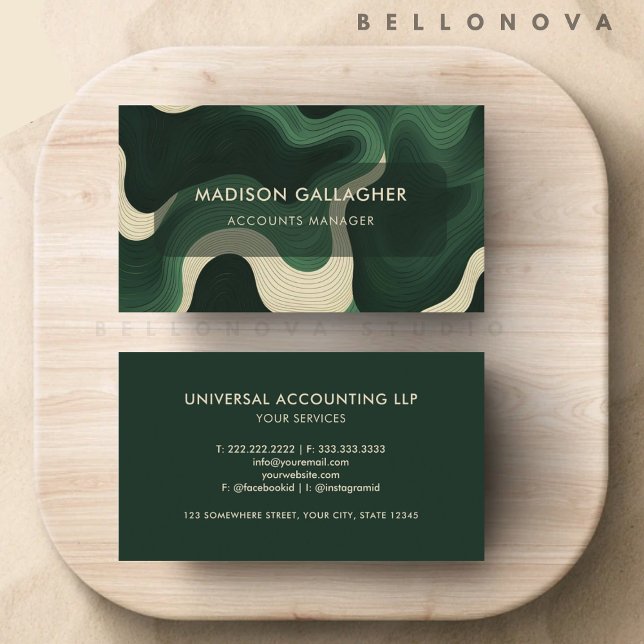 Anpassningsbar Mörk grönt estetisk Professionell Visitkort (Custom Dark Green Aesthetic Professional Business Card)