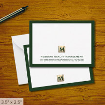 Anpassningsbar Mörk grönt Guld-monogramkort