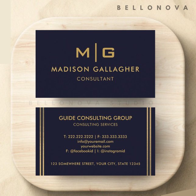 Anpassningsbar Mörk, marinblått svart och Guld Pro Visitkort (Custom Dark Navy Blue Black And Gold Professional Business Card)