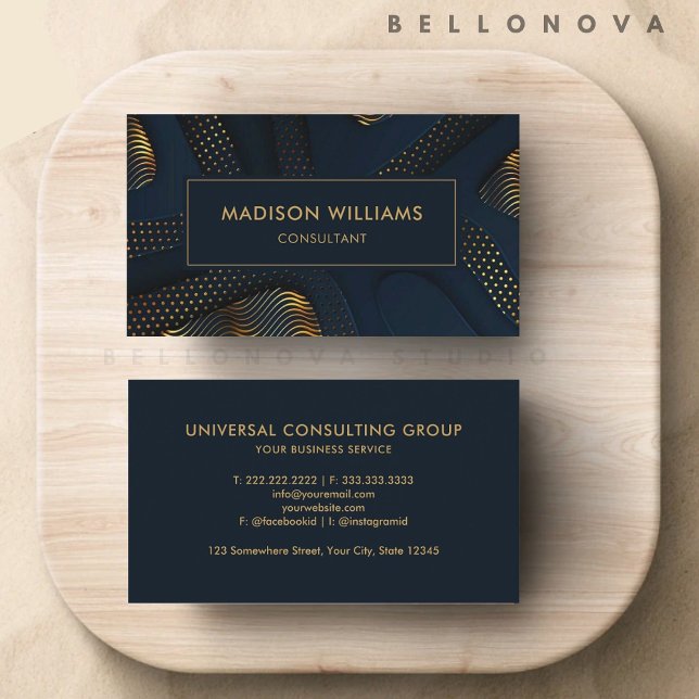 Anpassningsbar Mörk Navy Blue Guld Glitter Profess Visitkort (Custom Dark Navy Blue Gold Glitter Professional Business Card)