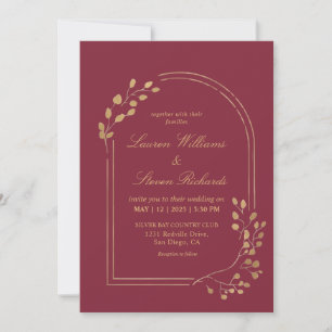 Anpassningsbar Mörk Red Maroon Eucalyptus Löv Inbjudningar