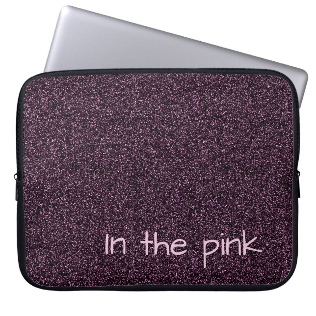Anpassningsbar mörk rosa faux glitter laptop fodral (Framsidan)