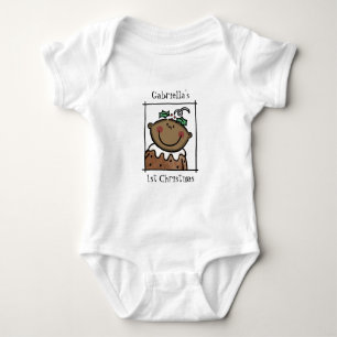 Anpassningsbar Mörk Skin Tone Baby Första jul T Shirt
