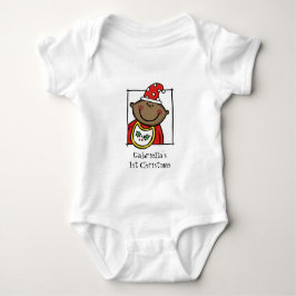 Anpassningsbar Mörk Skin Tone Baby Första jul T Shirt