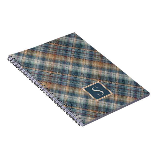 Anpassningsbar Mörk Teal Blue Rand Play Gingham Mö Anteckningsbok (Högra Sidan)