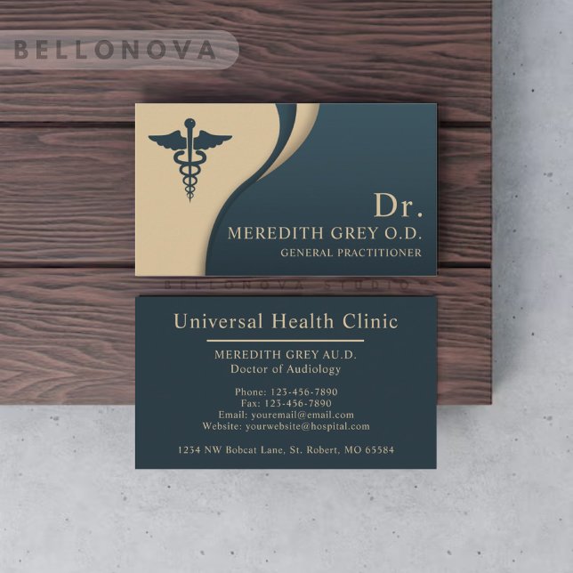 Anpassningsbar Mörk Teal Grönt Brown Läkare Finare Visitkort (Custom Dark Teal Green Brown Doctors Fancy Business Card)