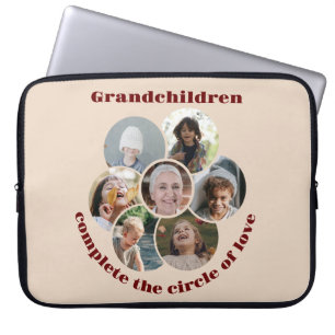 Anpassningsbar mormor/barn 7 Circle Photo Collage Laptop Fodral