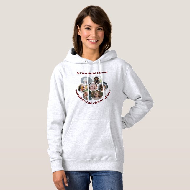 Anpassningsbar mormor/barn 7 Circle Photo Collage T Shirt (Hel framsida)