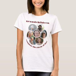 Anpassningsbar mormor/barn 7 Circle Photo Collage T Shirt