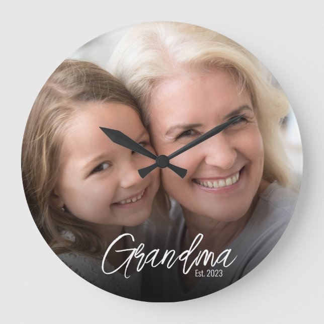 Anpassningsbar Mormor Etablerat År Foto Stor Klocka (Framsida)