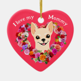 Anpassningsbar Mors dag Chihuahua Ro Heart Julgransprydnad Keramik